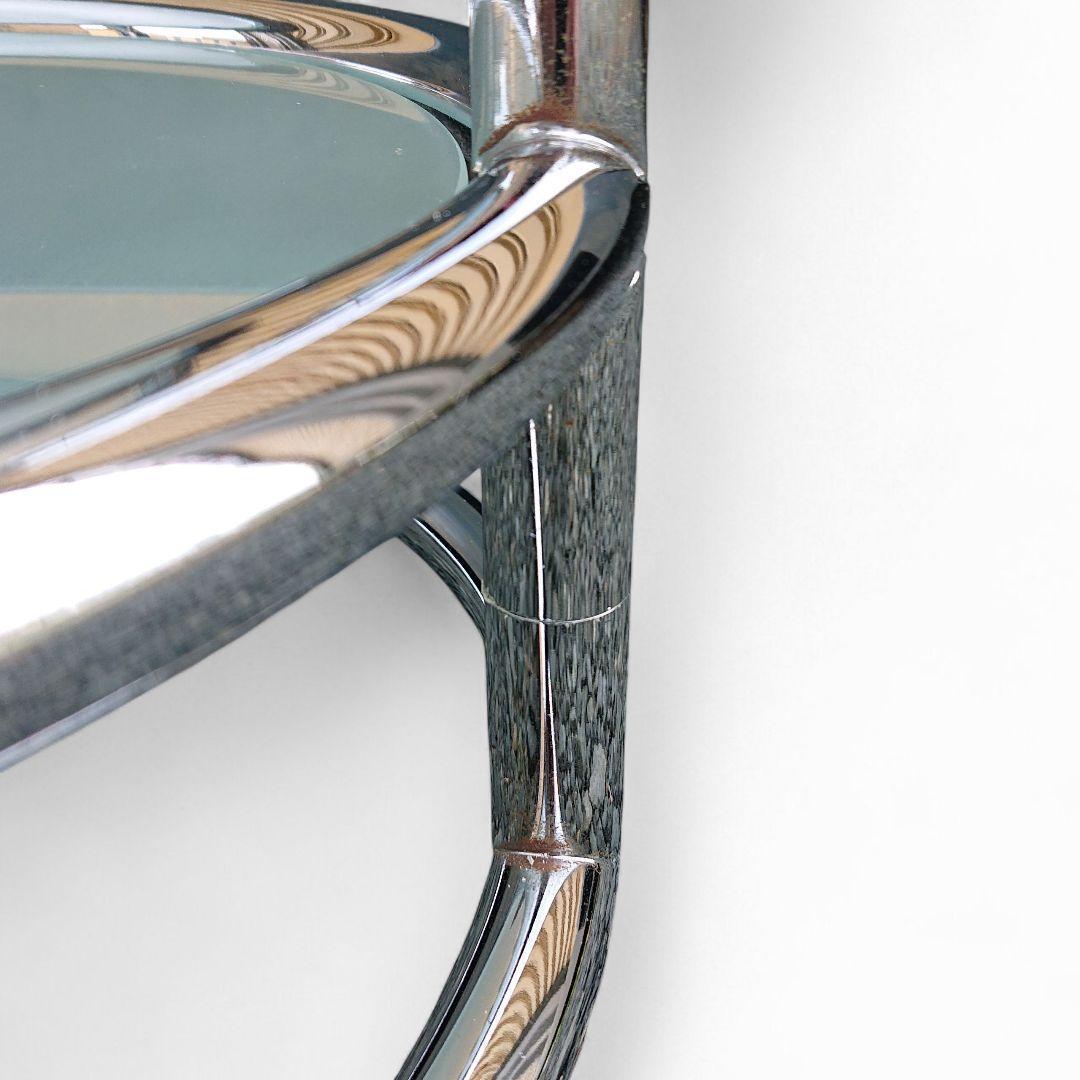 ミッドセンチュリー　4段 ガラス ラウンドテーブル 丸テーブル 可変式 モダン