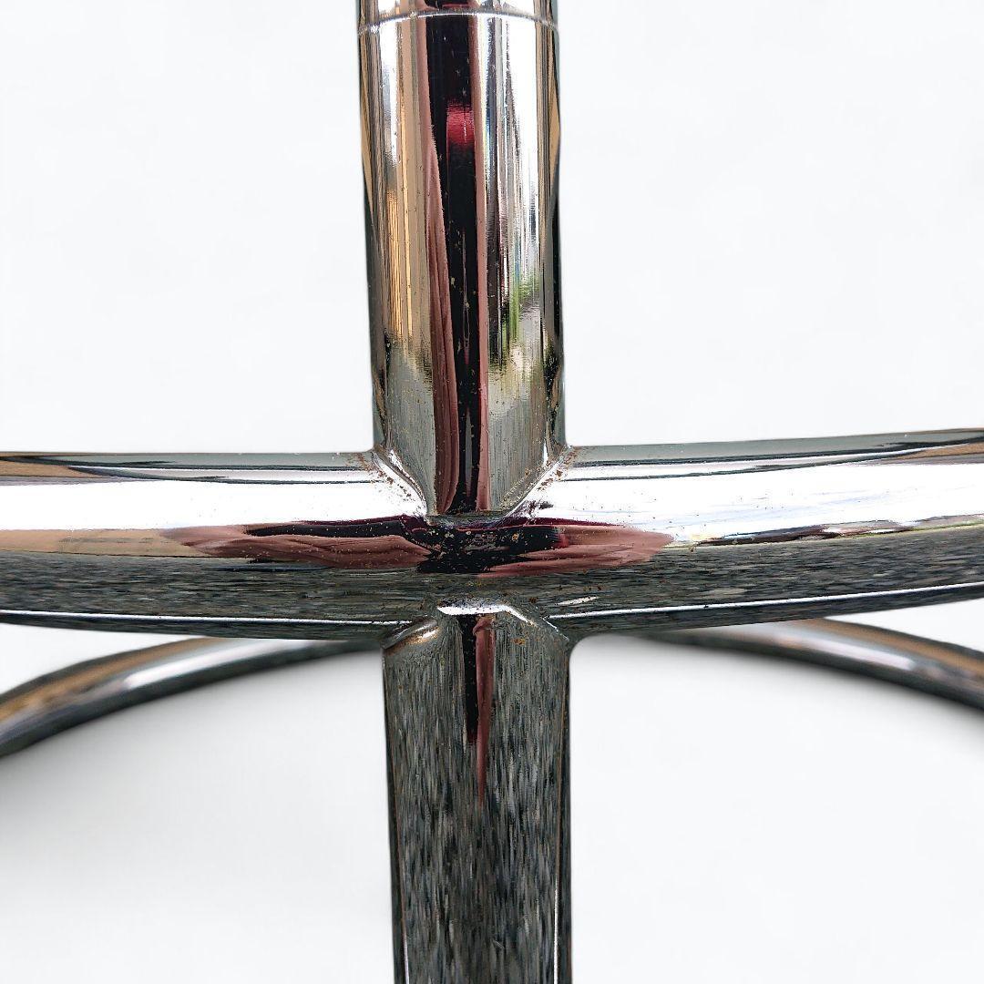 ミッドセンチュリー　4段 ガラス ラウンドテーブル 丸テーブル 可変式 モダン