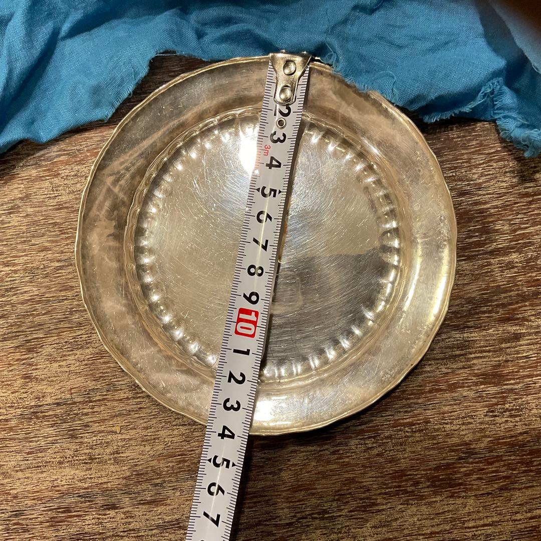 総重量325g！ 時代金工 青松堂 純銀 銘々青海盆 五客揃 共箱付き 煎茶道具