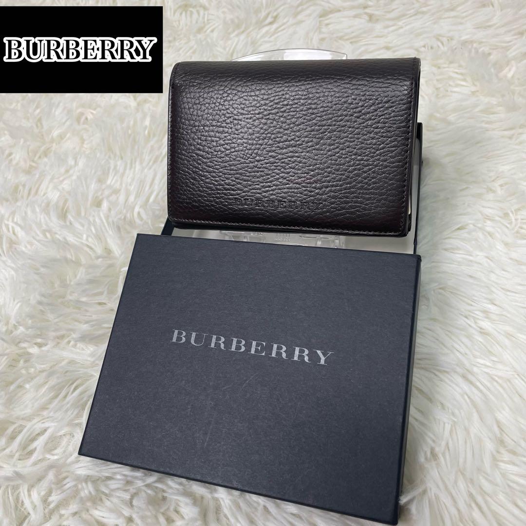 美品 BURBERRY 二つ折り財布 こげ茶 ブラウン ノバチェック 箱付き