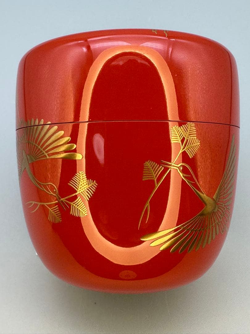 茶道具　棗　浜崎貞鳳　松食鶴蒔絵