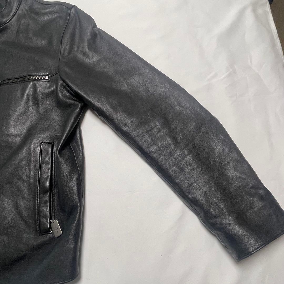 極美品　　コーチ　レザージャケット　　シングル　羊革　L　大きいサイズ　黒