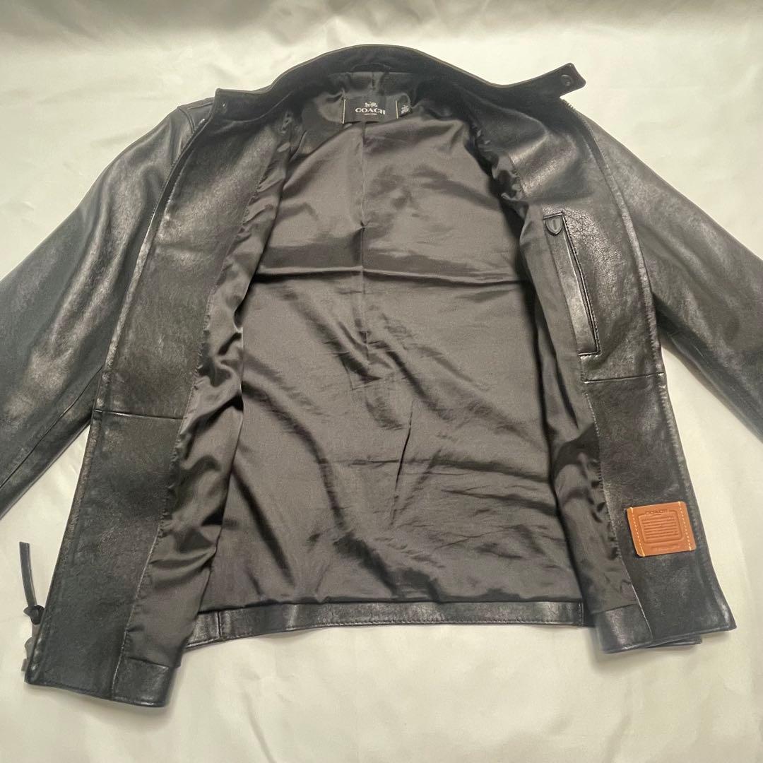 極美品　　コーチ　レザージャケット　　シングル　羊革　L　大きいサイズ　黒