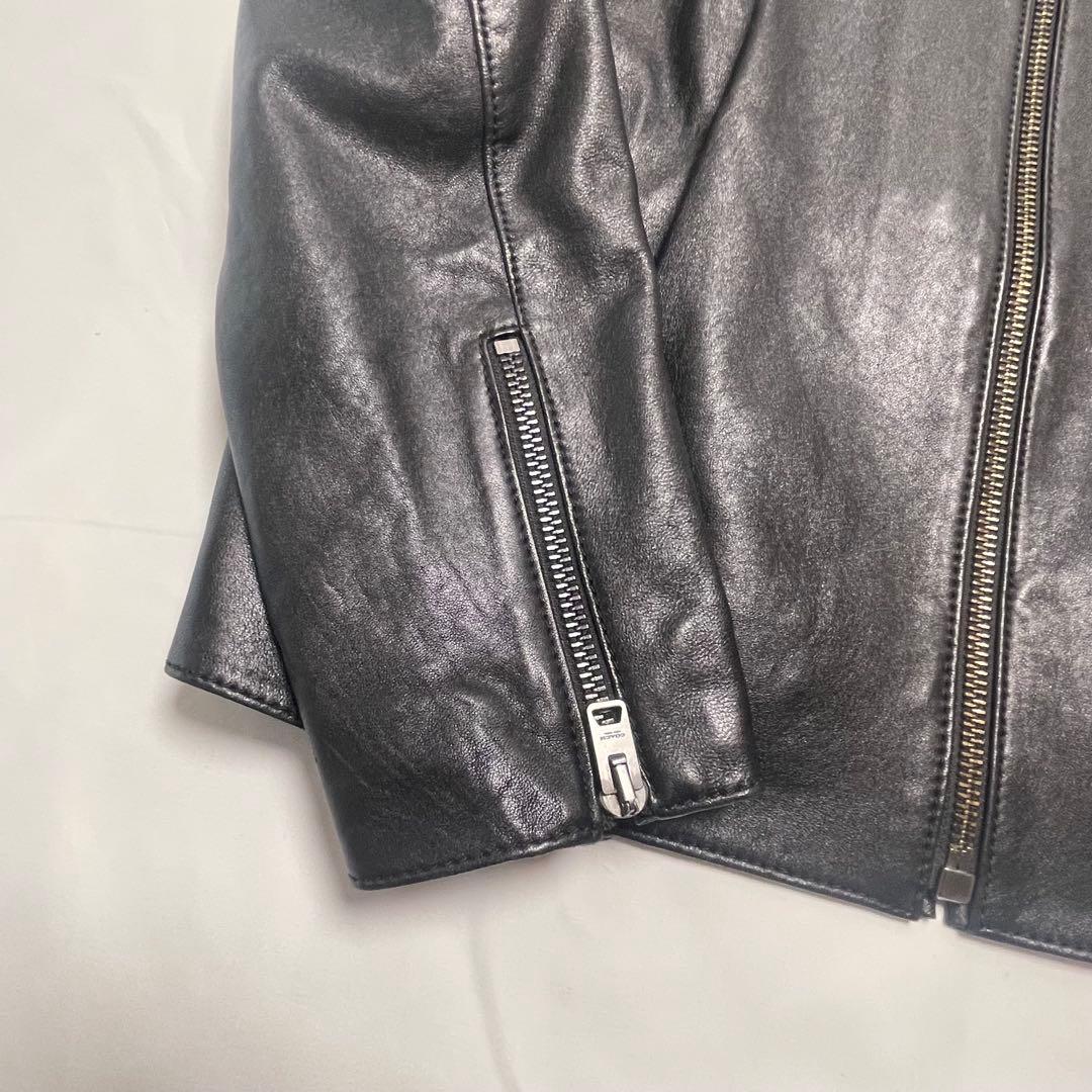 極美品　　コーチ　レザージャケット　　シングル　羊革　L　大きいサイズ　黒