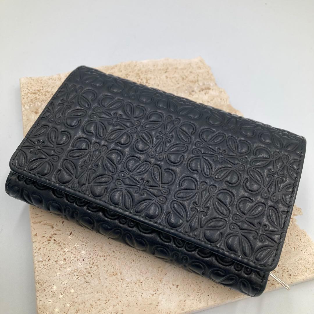 ！極美品！　ロエベ　アナグラム　ブラック　レザー　17A