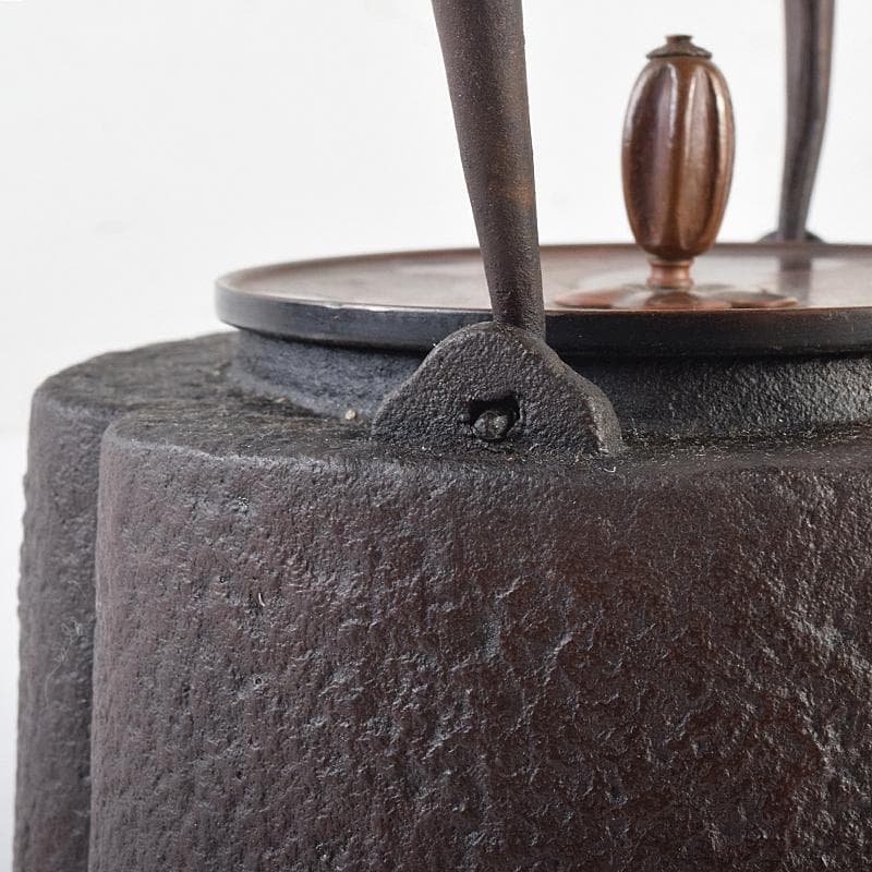 煎茶道具　山水文　紫斑銅蓋 　鉄瓶　鉄壷　M　R7676