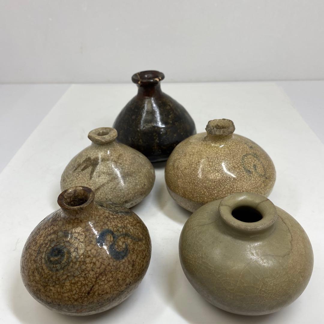 約300〜400年前　古唐津　黒高麗　高麗青磁　油壺5点　東さ7-0616②