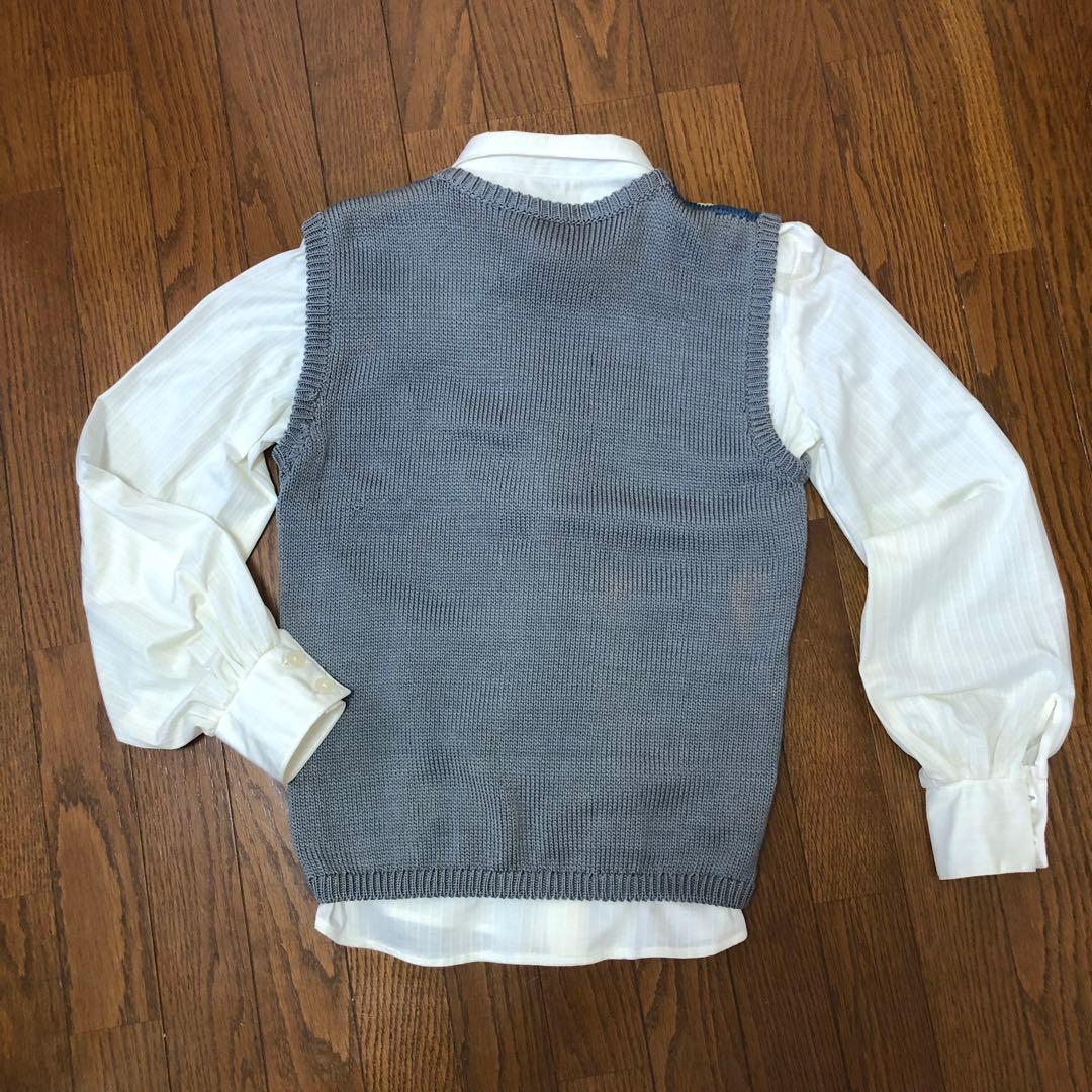 Jimmy Page アーガイル柄ニットベスト　ホワイトシャツ