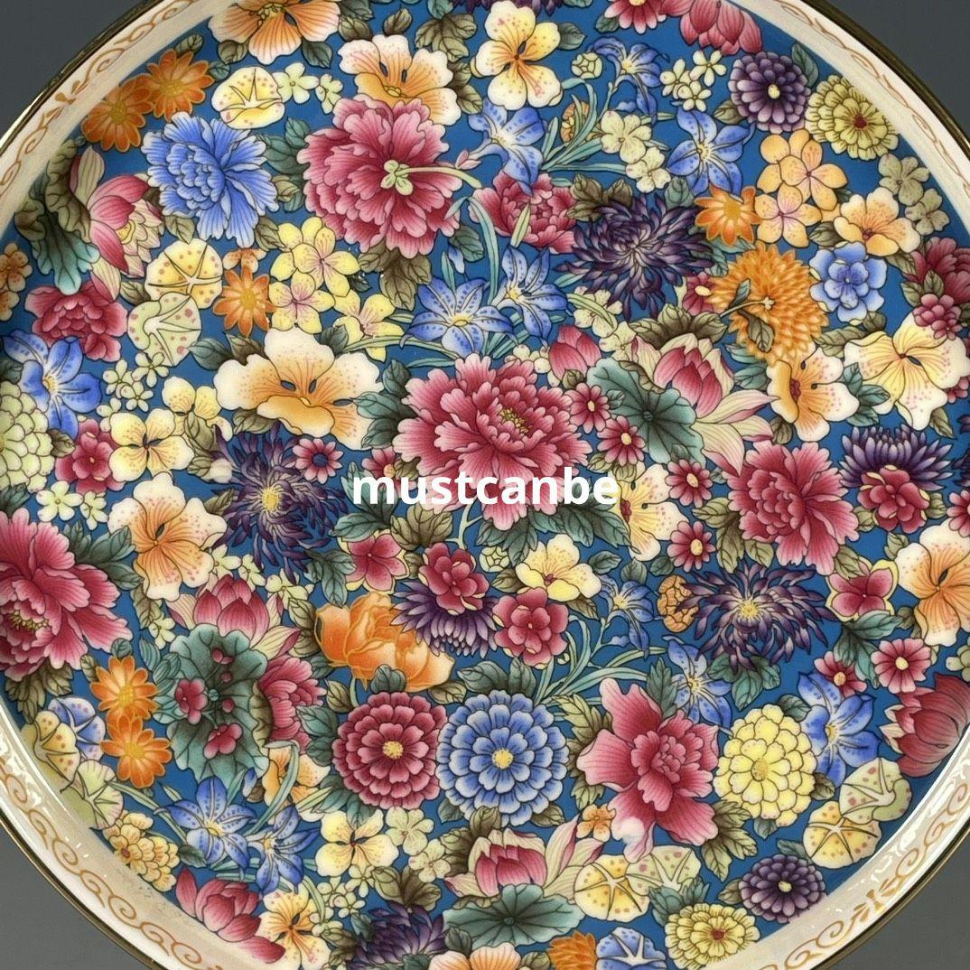 清乾隆五彩花卉図紋茶盤 茶道具 景徳鎮 陶磁器 装飾品 現代工芸品 美術品 置物