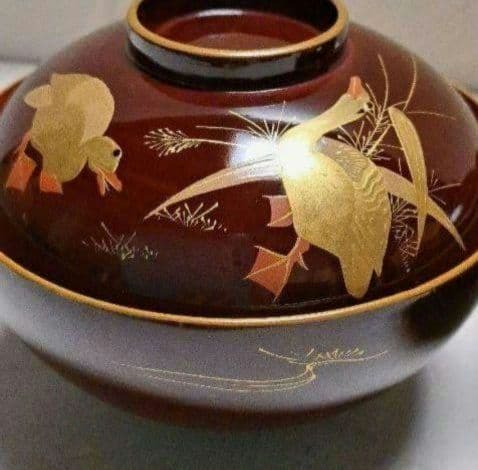 y.e様　ご予約品です 江戸時代　栗色 蓋付き椀　7客+フレームセット
