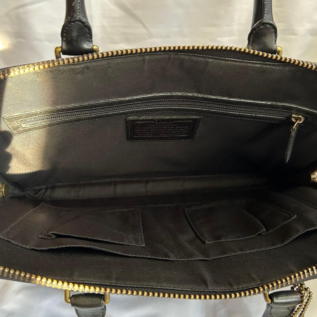 【希少】COACH コーチ ブラック 本革 薄型 ビジネスバッグ ブリーフケース