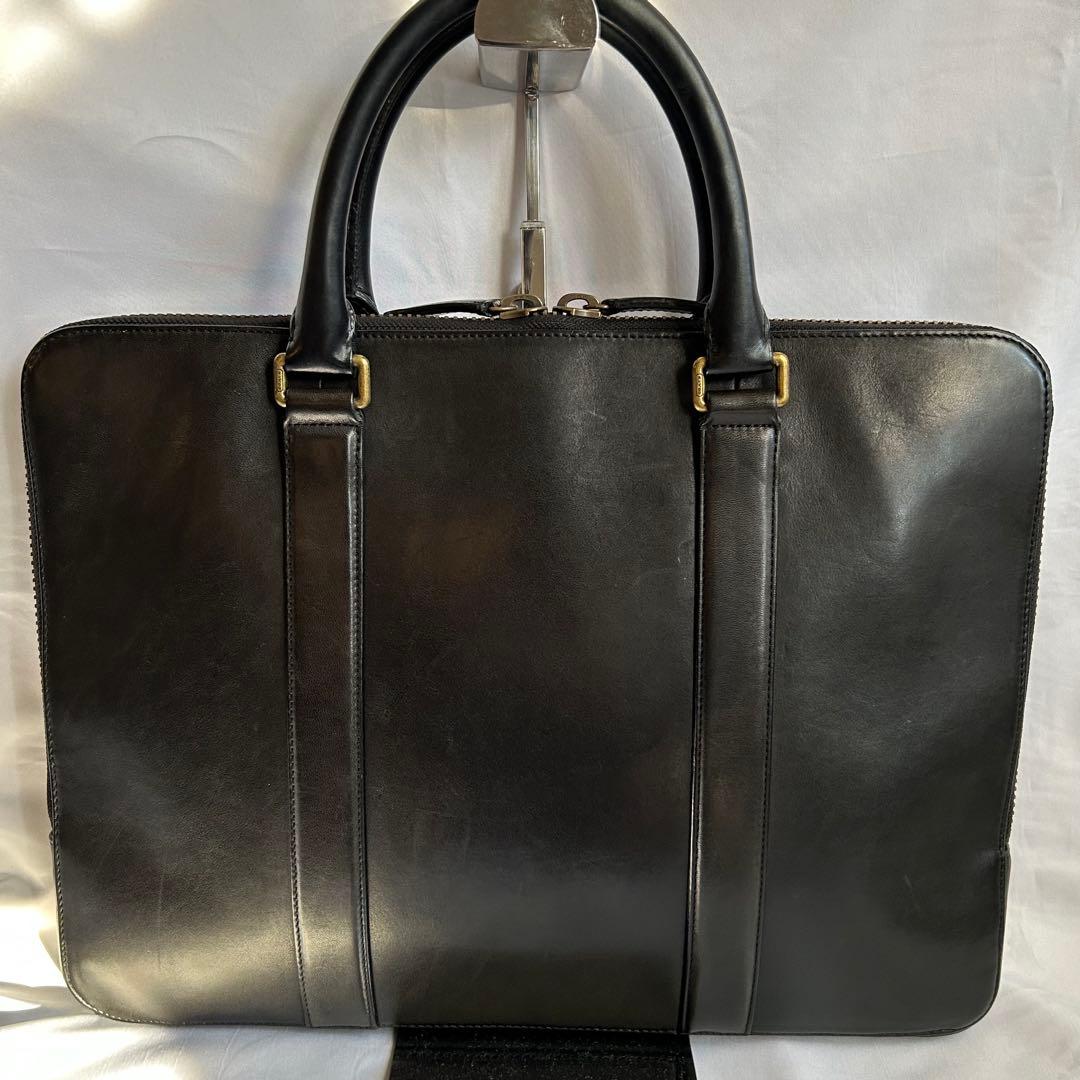 【希少】COACH コーチ ブラック 本革 薄型 ビジネスバッグ ブリーフケース