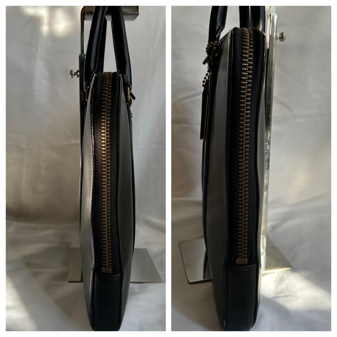 【希少】COACH コーチ ブラック 本革 薄型 ビジネスバッグ ブリーフケース