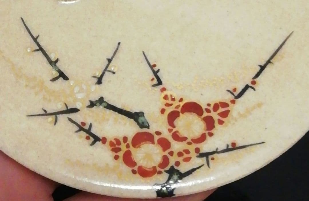 アキ　十四代　沈寿官作　薩摩焼　花図　水指　共箱　茶道具