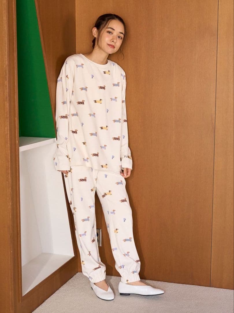 ジェラートピケ ダックスフンド カットソー ロングパンツセット