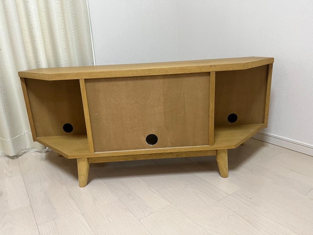 コーナー型テレビ台 脚付き　120×49.5 ベルメゾン　ナチュラル無垢材