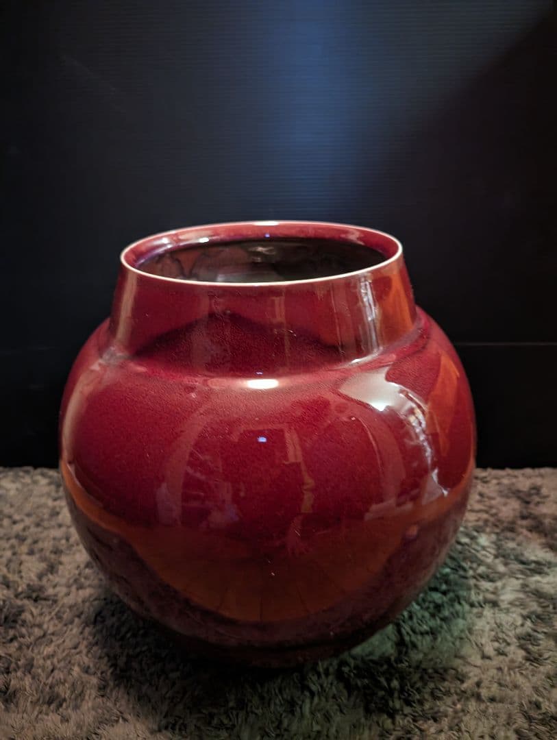 時代物花瓶、壺辰砂中国壺