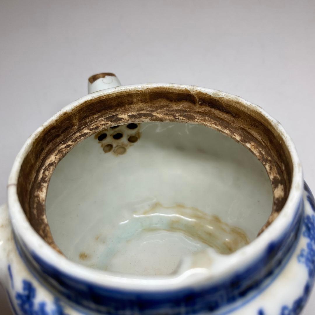 専用青木木米　青花山水画急須取手に銘　　幅約12㎝　東Y7-0116☆2Fトトオ