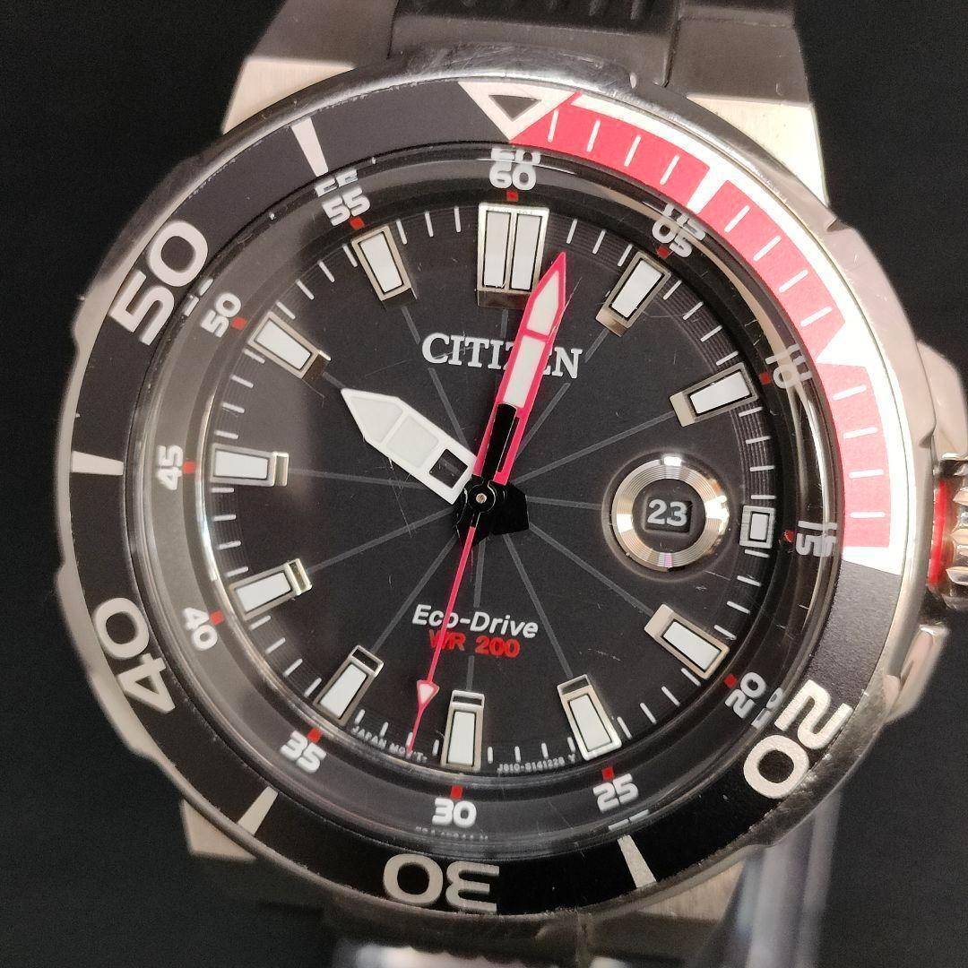 美品【稼働品】CITIZEN　シチズン　ブラック　レッド　シルバー　ソーラー