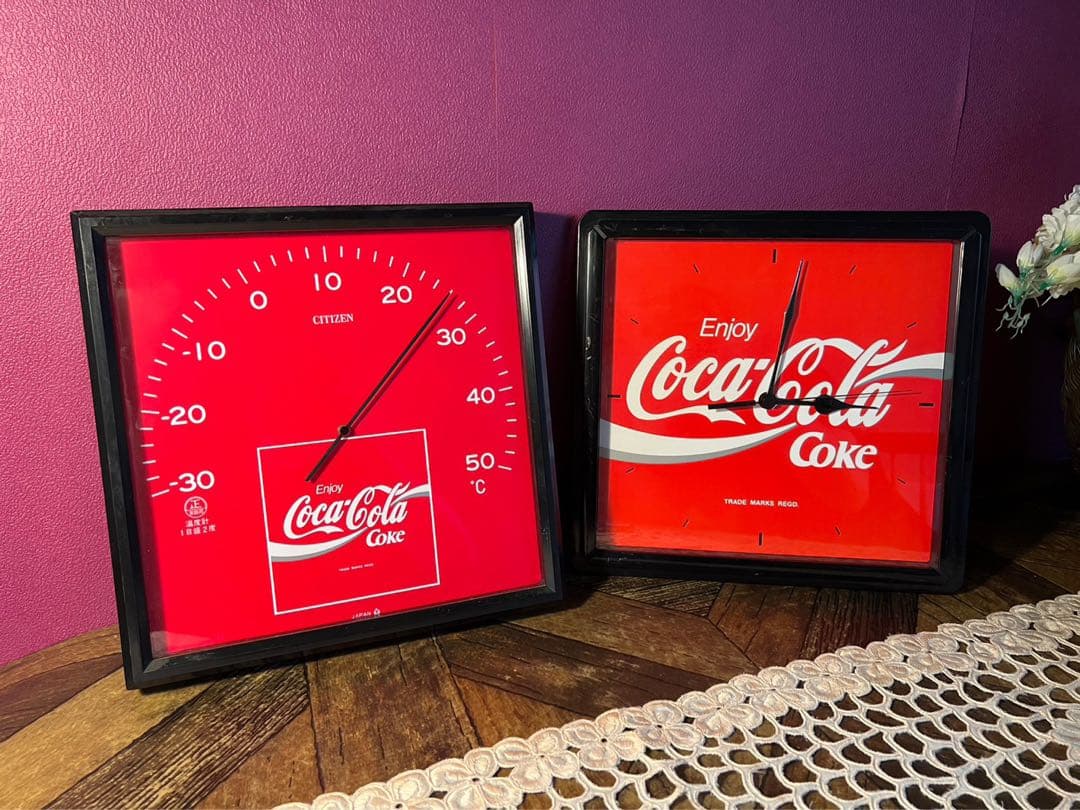 希少 コカコーラ 時計 温度計 セット インテリア アンティーク レトロ 当時物