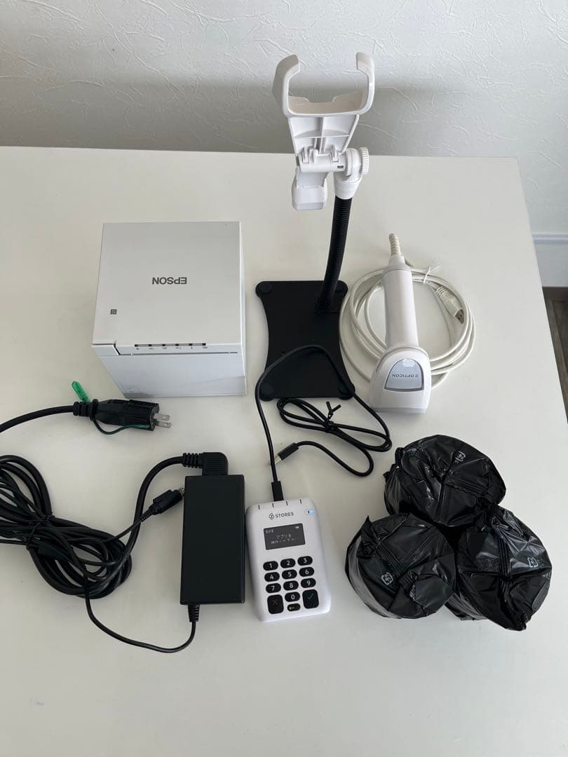 美品EPSON プリンター　バーコードリーダー スタンド　カードリーダー　セット