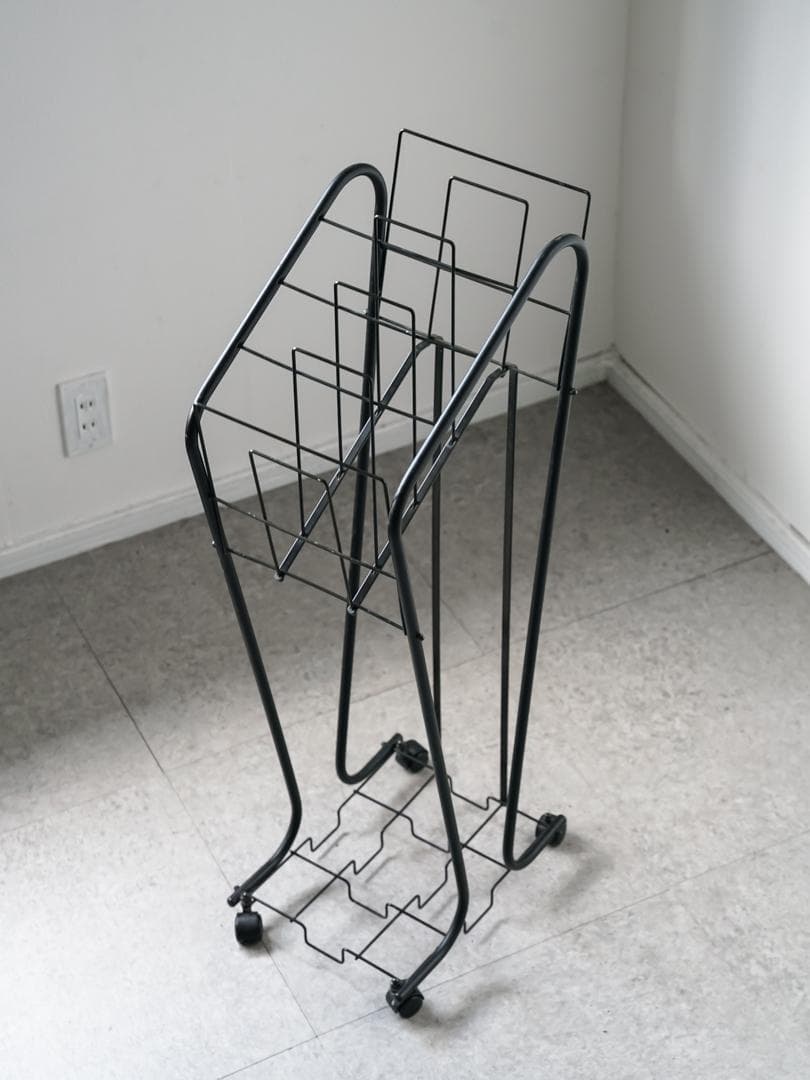 80-90's マガジンラック/収納スタンド キャスター ポストモダン