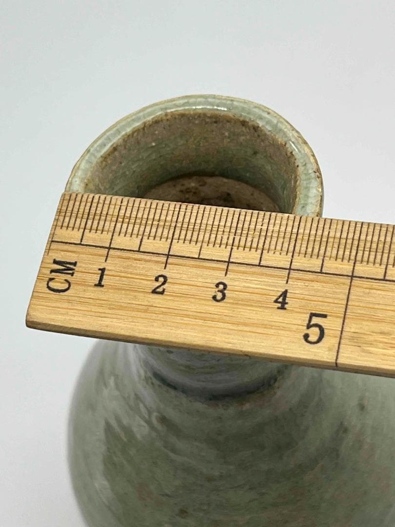 北宋時代　青白磁貫耳瓶　景徳鎮　影青　花入　花瓶　茶道具(E-96)