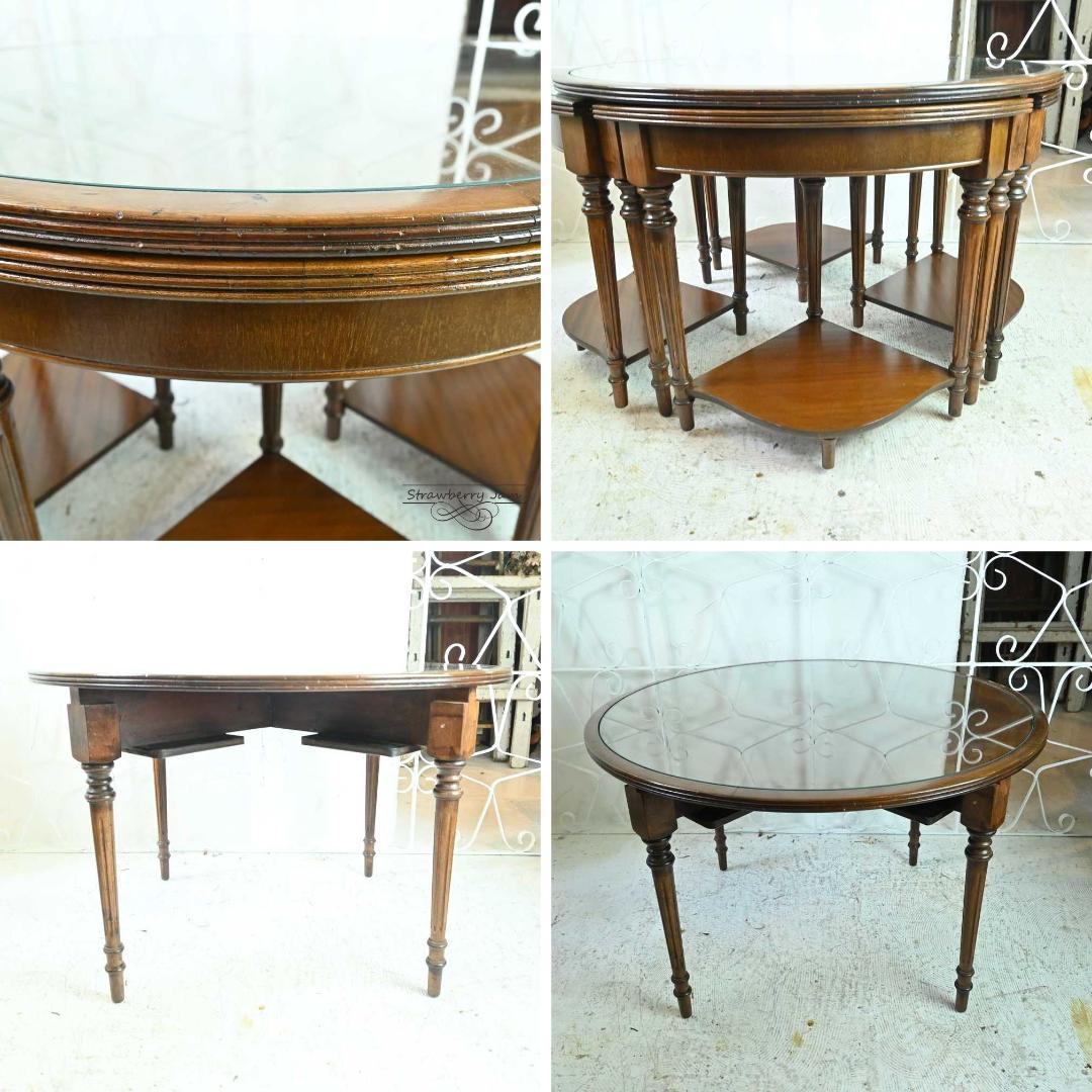 【早い者勝ち】L3705-264 英国アンティーク 丸テーブル ネストテーブル