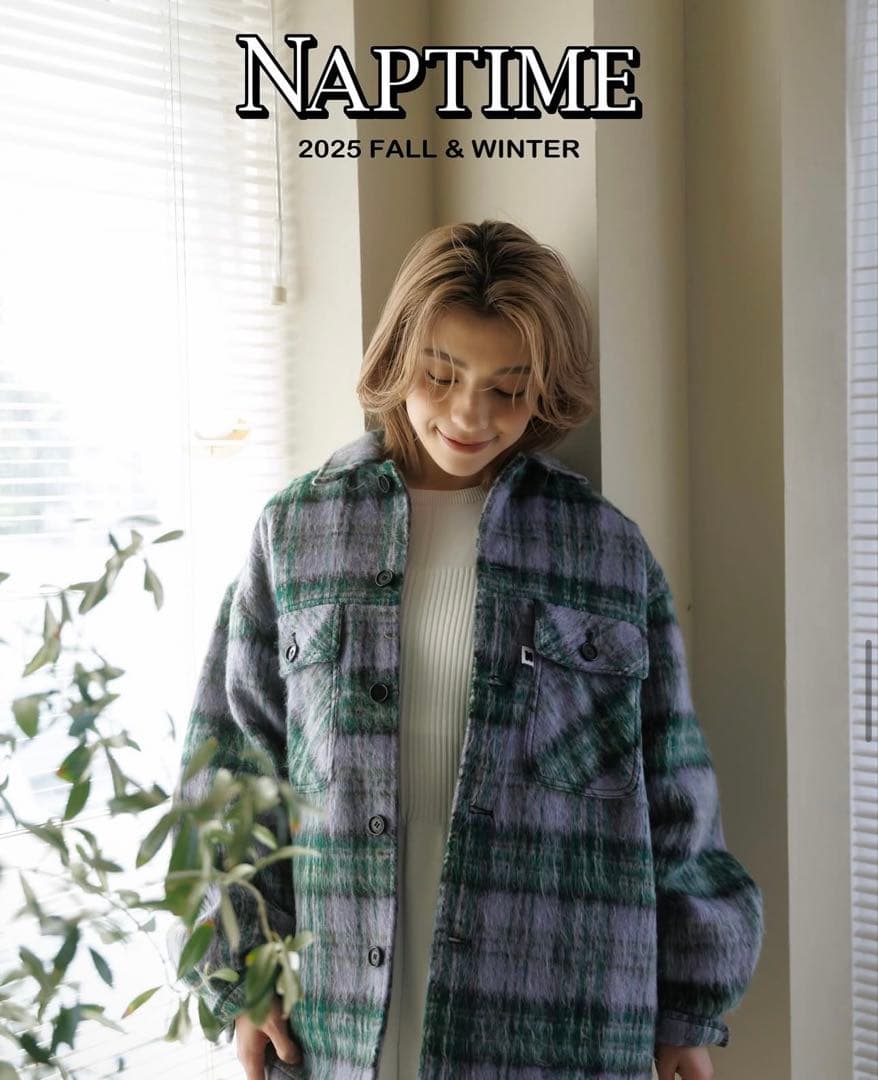 naptime チェック中綿ジャケット　パープル