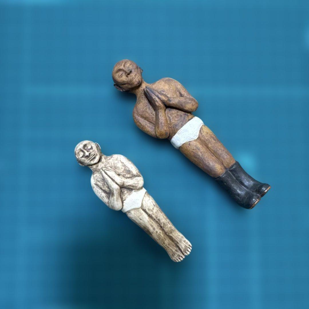 陶芸像 祈りのポーズ 2体セット