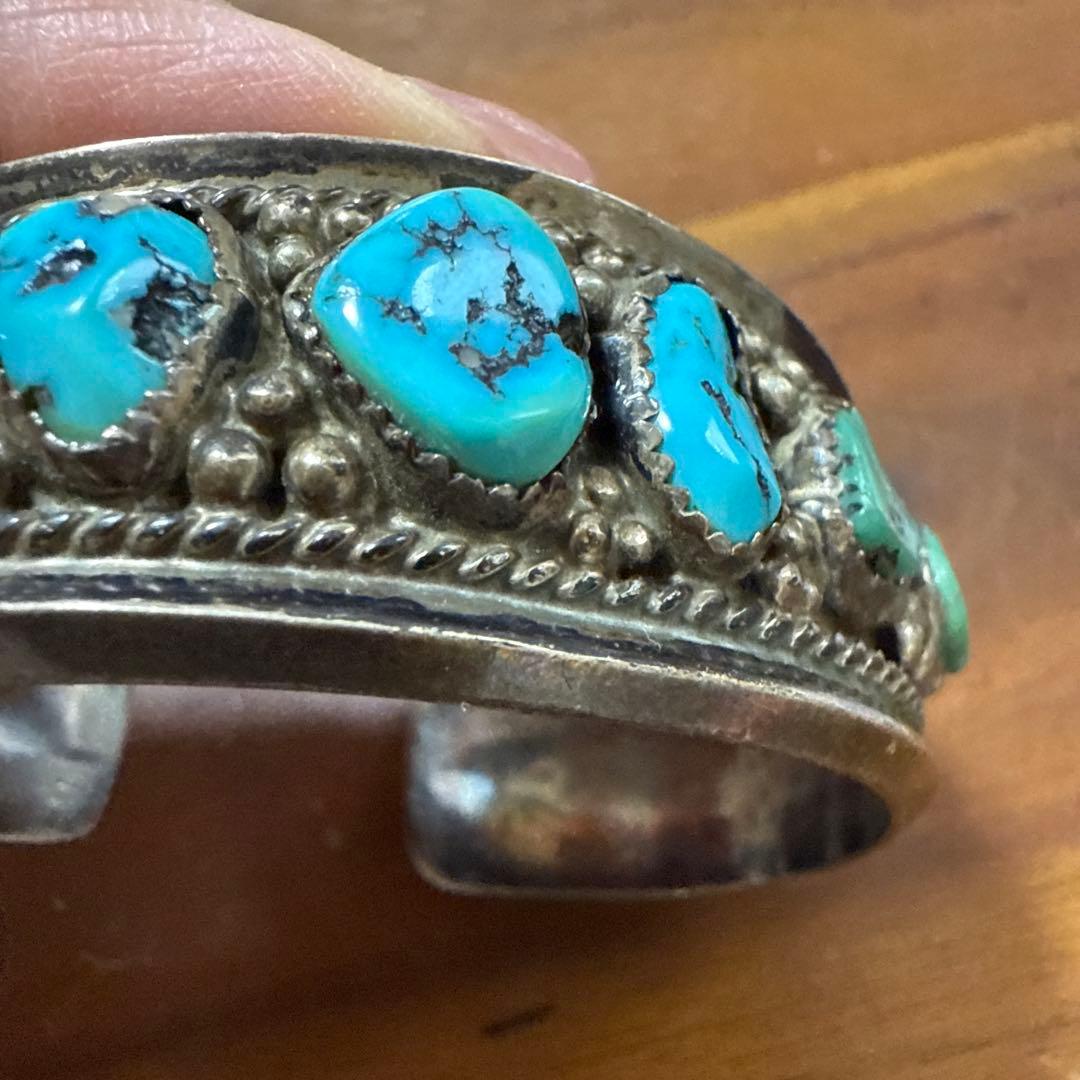 専用!!希少ヴィンテージ ターコイズ装飾シルバーバングル