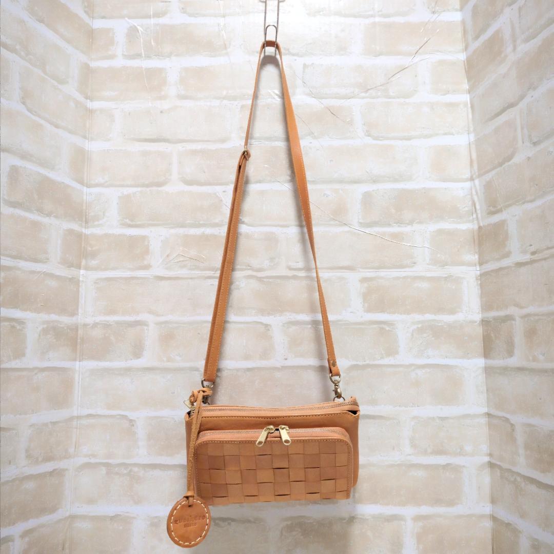 ★【ズッケロ フィラート】メッシュ ショルダーバッグ キャメル 美品 収納多し