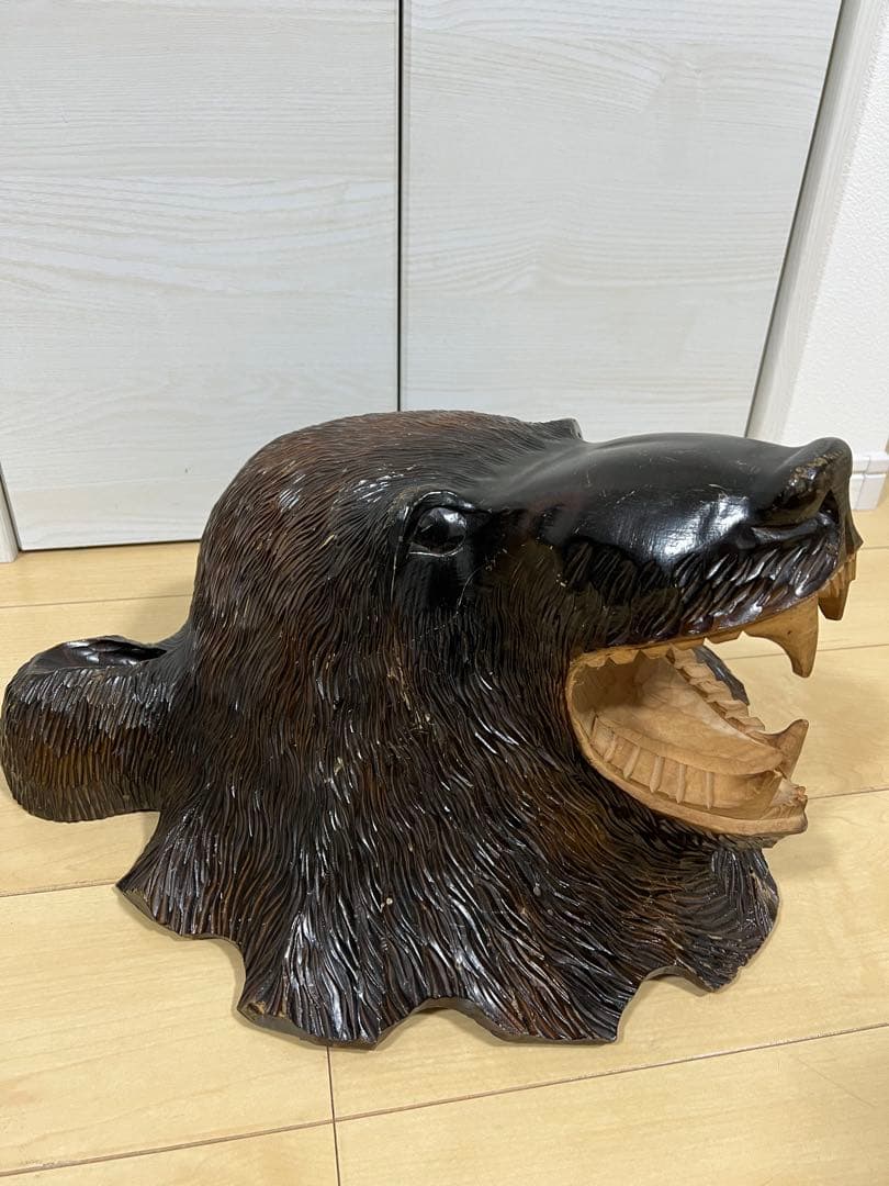【希少】木彫り 熊 壁掛け 風水 縁結び 民芸品