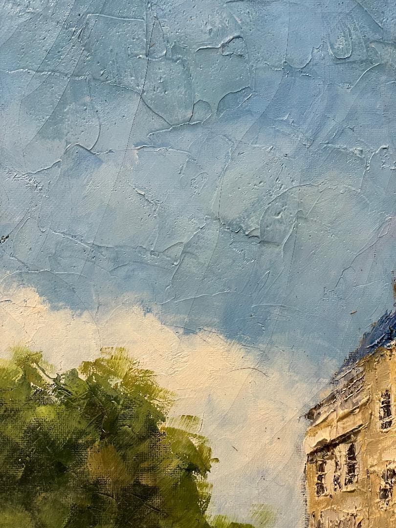 「真作」浅田薫「パリ」風景画　油彩画　額装　サイン有り　F10号