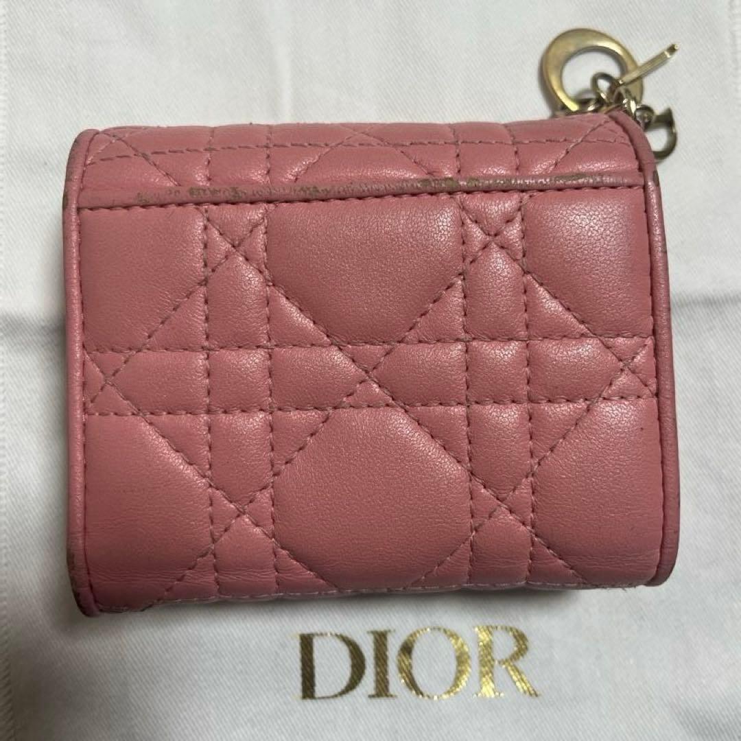 【1/3限定値下げ】即購入◎Dior ピンク キルティング 三つ折り財布