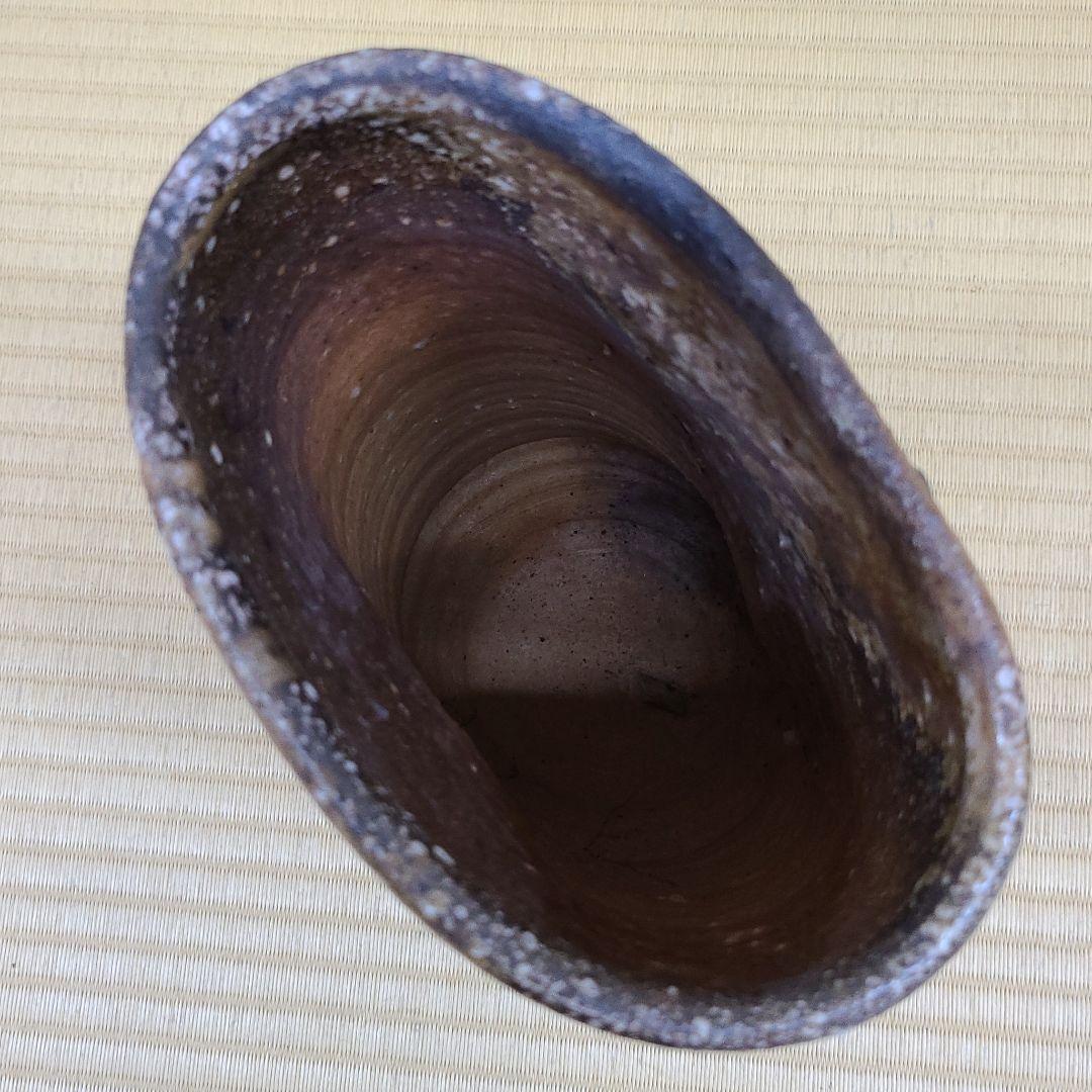 信楽焼 荒川智作 鎬花入 高さ9寸（約27cm） 共箱 本物保証