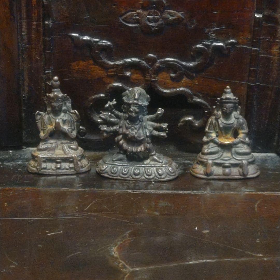 清時代　チベット仏像三点セット　随身仏仏像古美術骨董品唐物