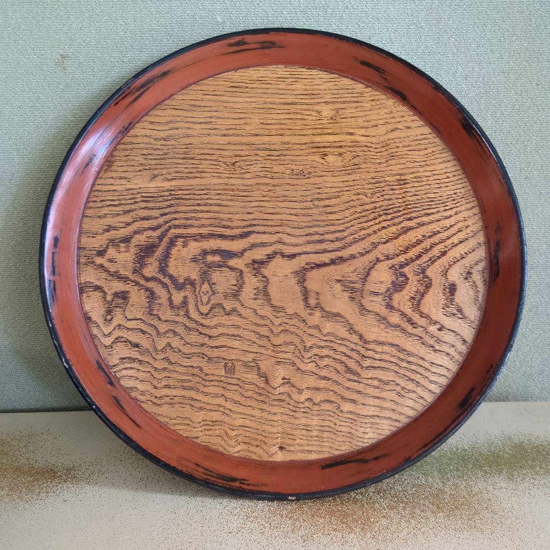 sasa　骨董　丸盆　木製　漆器　あけぼの　4枚