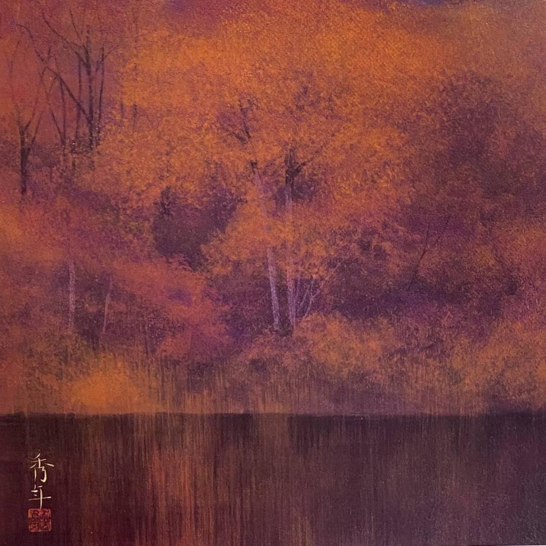 高橋秀年、【暮秋】、希少な額装用画集より、新品額装付、状態良好