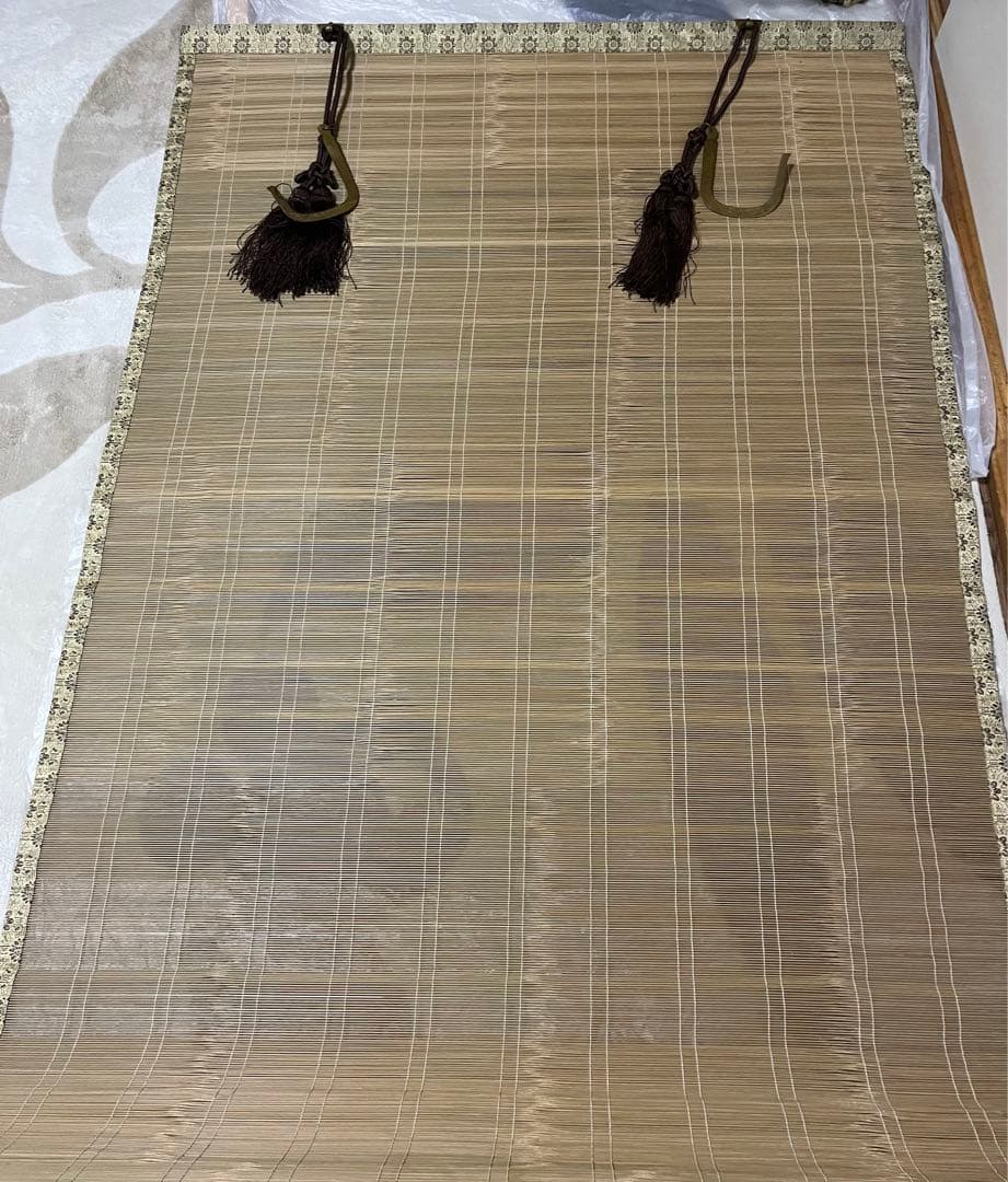 簾　御座敷すだれ　房・金具付 横88.5㎝ 縦165㎝　2点セット 茶道具 御簾