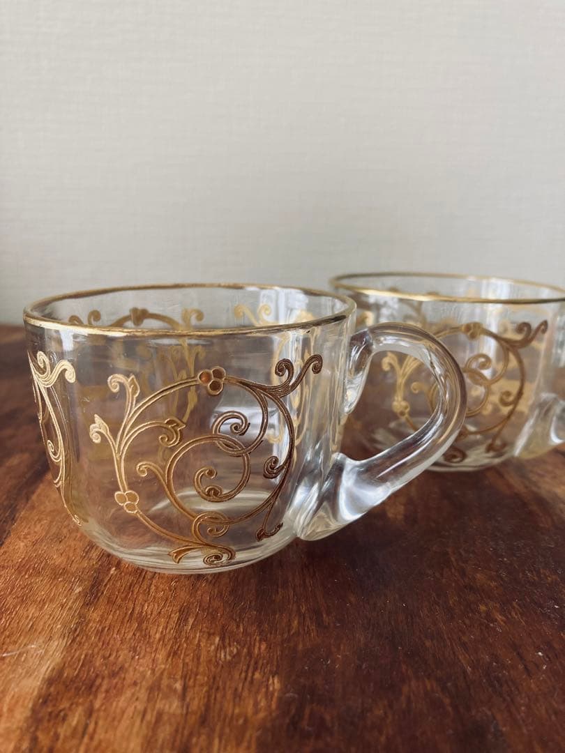 オールドサンルイ・金彩・唐草模様デザートカップ2個セット