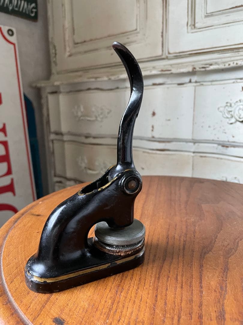 アンティーク　エンボッサー　公印　メタル　スタンプ　シール　プレス　アメリカ