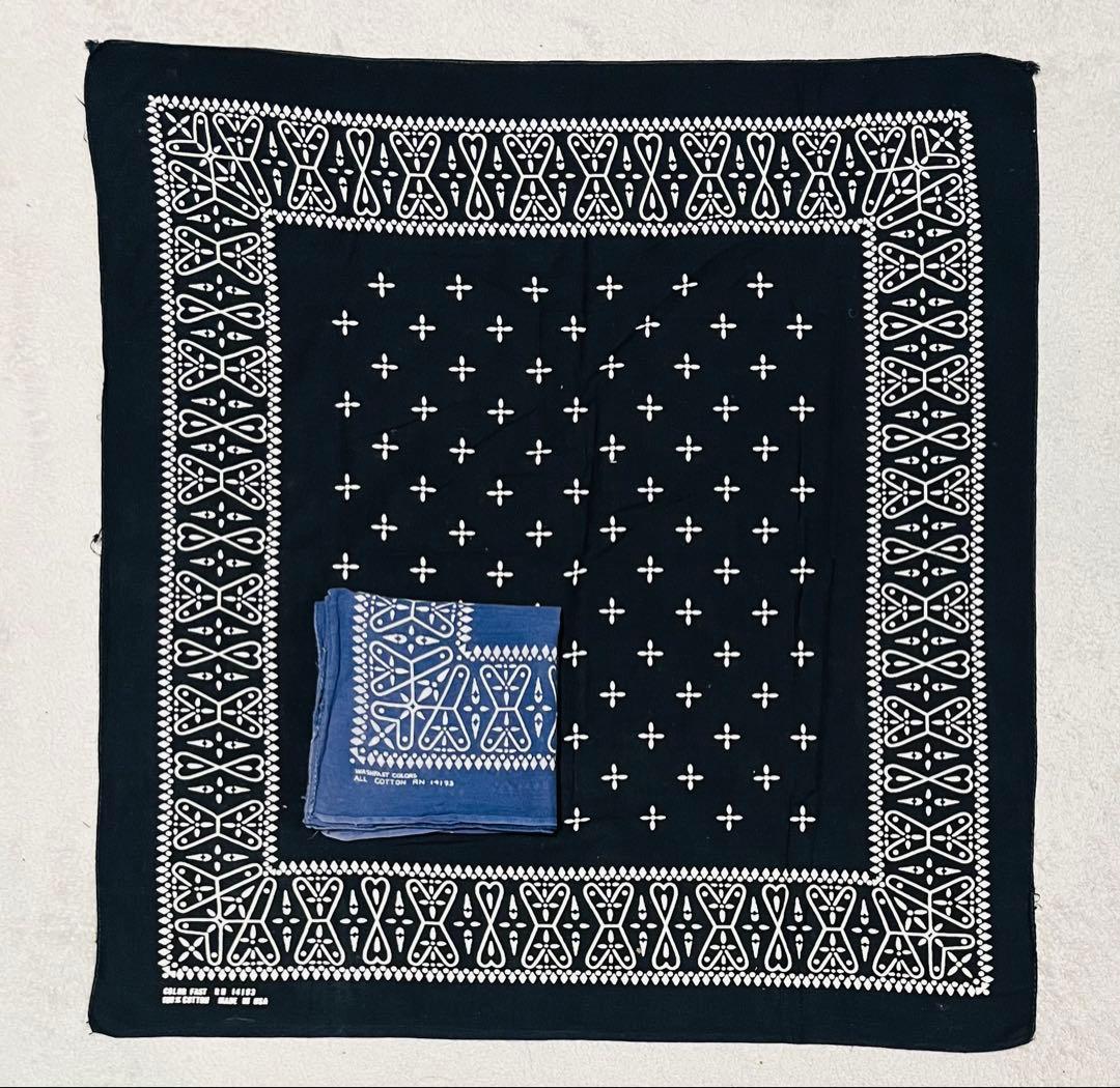 ビンテージ クロスバンダナ ブラック＆ネイビーセット RN14193 60's〜