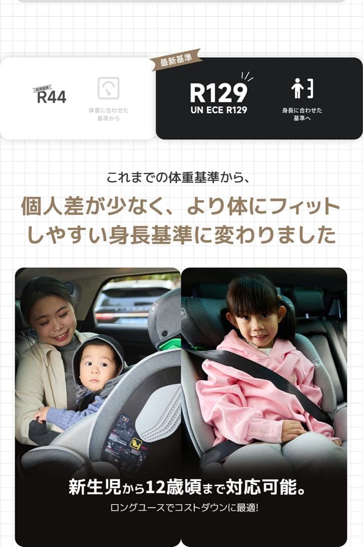 【新品】GU MODE 車用チャイルドシート 360度回転　ライトグレー