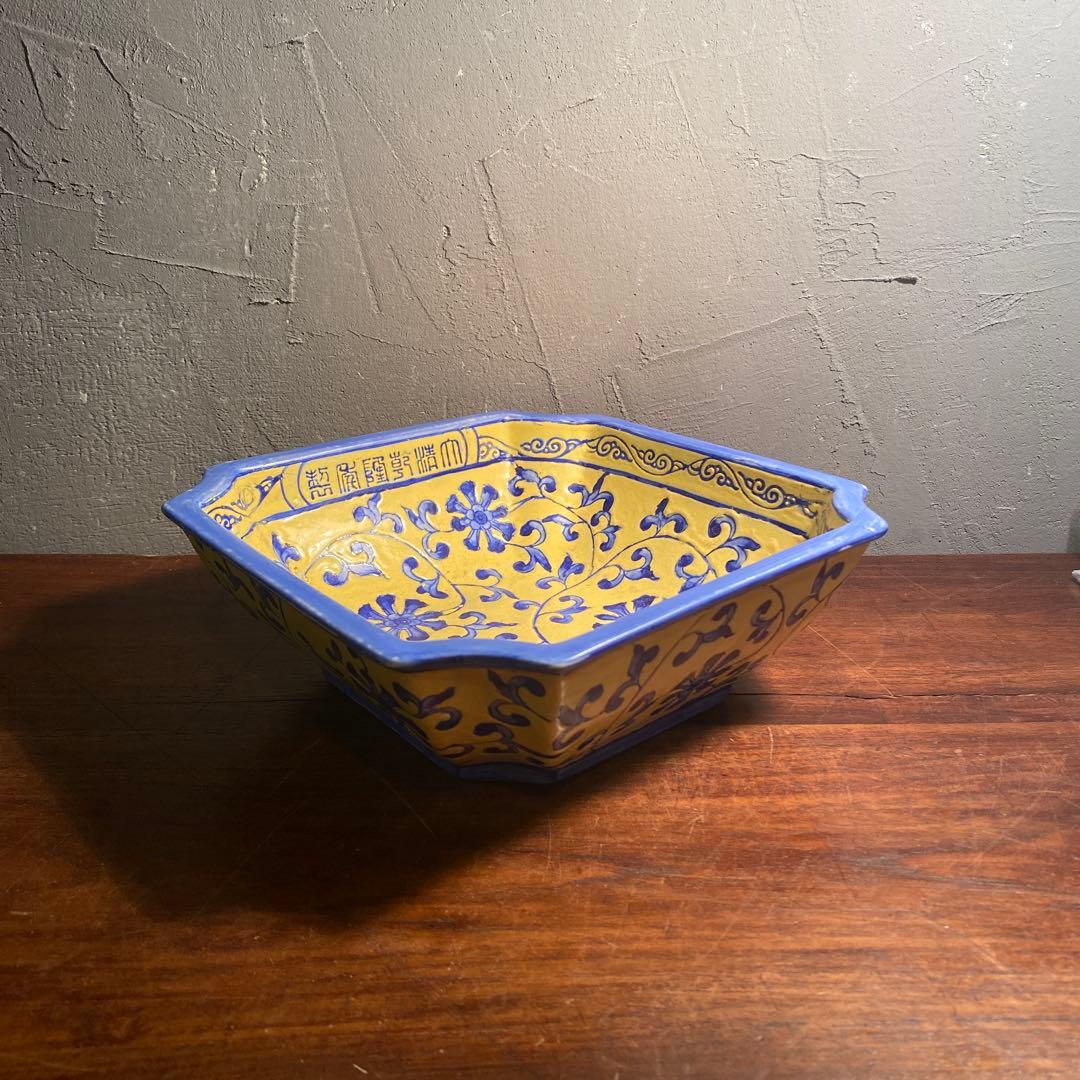 中国美術 大鉢 器 有間居監製 陶磁器 骨董品 レトロ コレクション