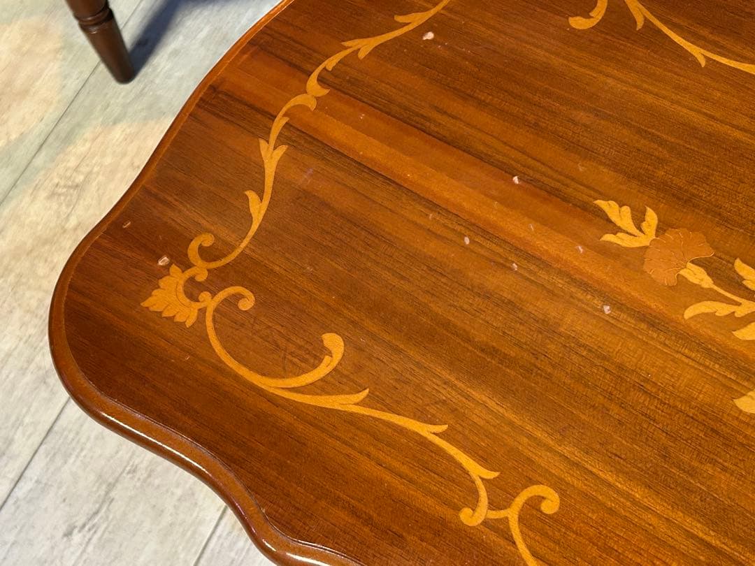 イタリア製　輸入家具　猫脚　象嵌　サイドテーブル　センターテーブル