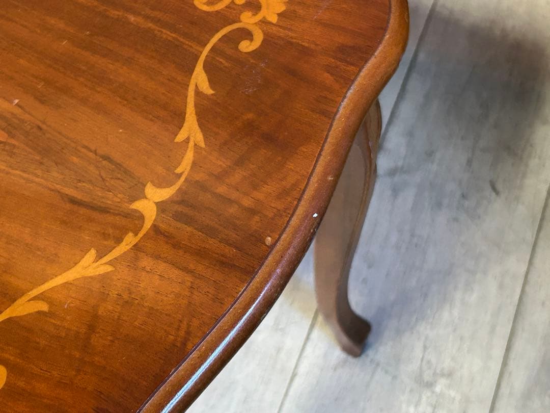 イタリア製　輸入家具　猫脚　象嵌　サイドテーブル　センターテーブル