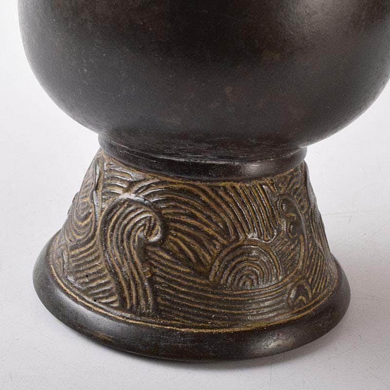 トッチャン　大名物　古銅鶴首花入　銘鶴一声写　花入　共箱　C　7864