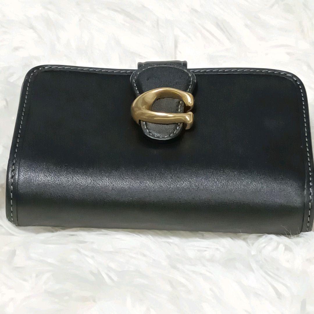 【極美品】COACH コーチ タビーミディアムウォレット 二つ折り財布 ブラック