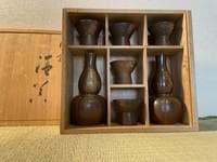 備前焼 酒器セット 徳利 2客 猪口 5客 共箱